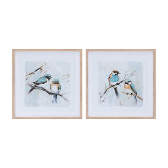 21" x 21" Framed Bird Couple Wall Print Set